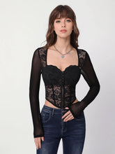 Hook and Eye Front Lace Crop Top.